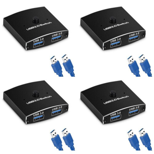 4X USB 3.0  Selector KVM  5Gbps 2 in 1 Out USB  USB 3.0 Two-Way Sharer for Printer Keyboard Mouse