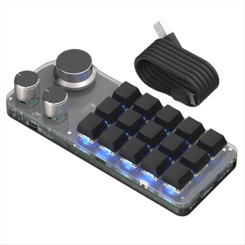 15 Keys 3 Knobs Programmable Keyboard,  Hot Swappable Numpad, Gaming Keyboard with Memory Function Black 1