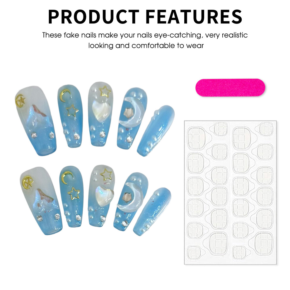 Creation-3C (Mermaid A702 Mid Heel, Xs) Glitter Mermaid Fake Nails 10Pcs