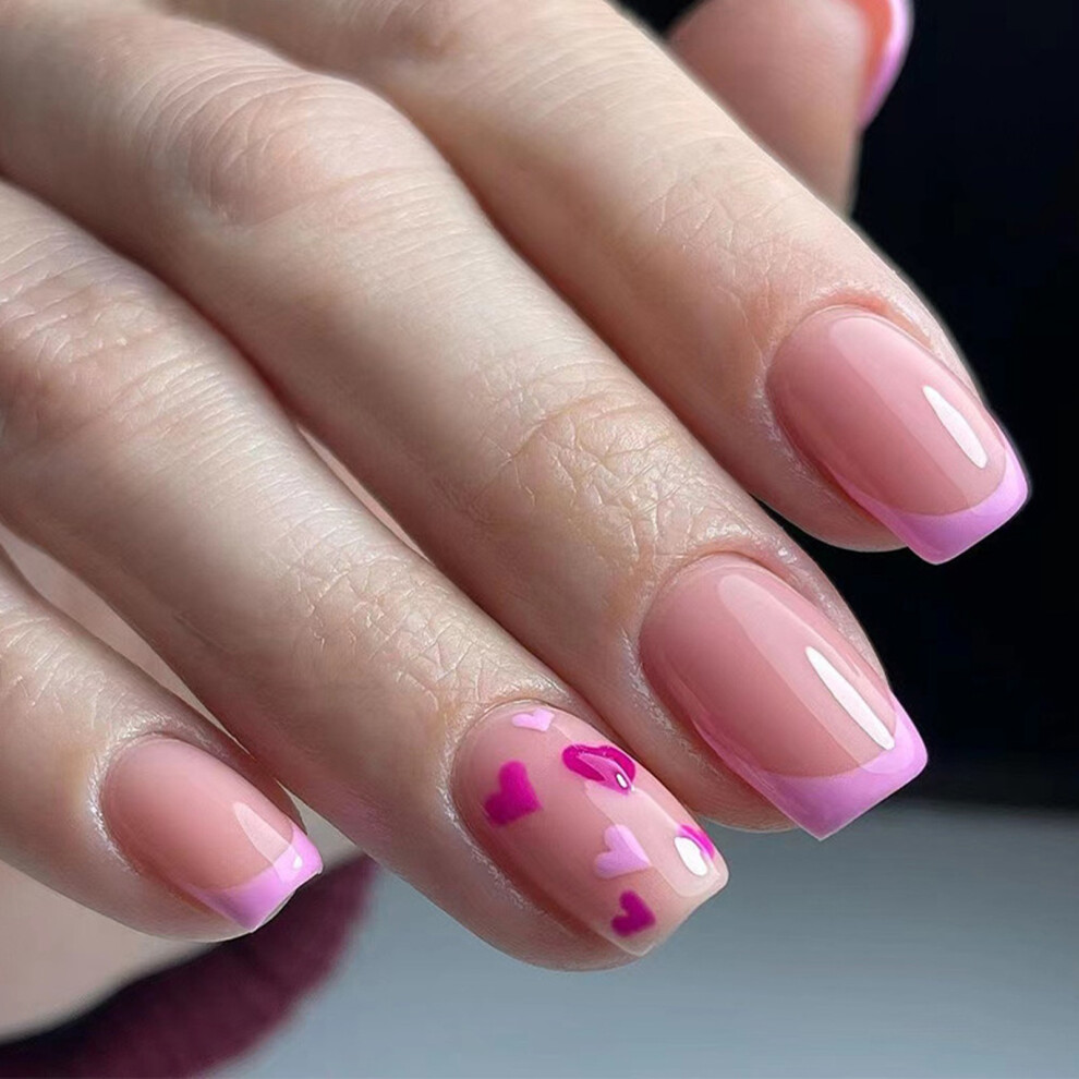 Creation-3C Pink (Jelly Glue Model) Sweet Heart Fake Nails For Diy Nail Art