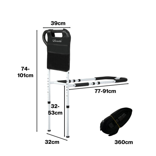 Levede Bed Rail Frame Adjustable Bedside Support Bar Bedroom Handle Storage Bag 1