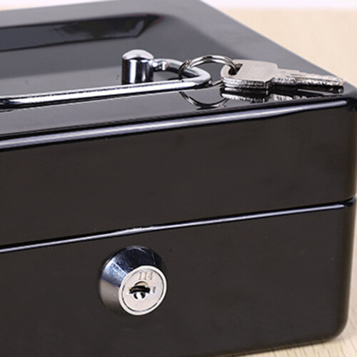 (Black) Fireproof Metal Lock Box for Home & Car 1