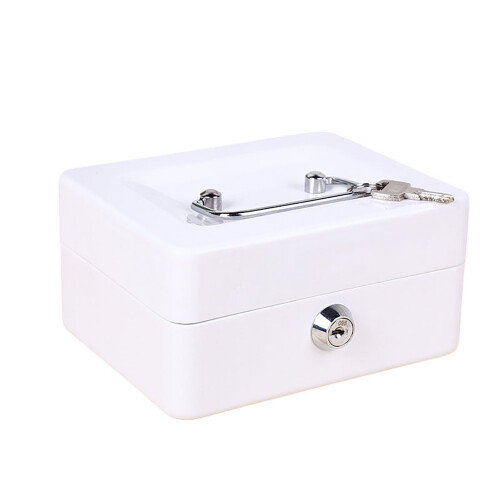 (White) Fireproof Metal Lock Box for Home & Car 2