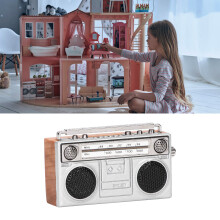 12-teilige Puppenhaus-Radiomaschine Retro-Modell Spielzeugdekoration Verbundholz Legierung