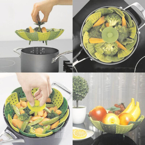 Folding Lotus Steamer Fruit and Vegetable Steamer Steamer Drain Rack 2