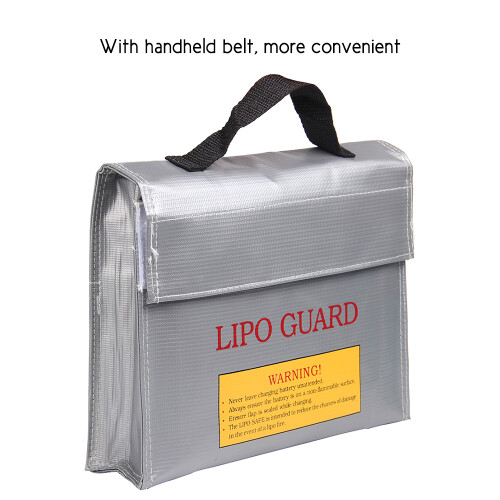 Fireproof Explosionproof Battery Safe Bag 240x180x65mm Silver Gray 2