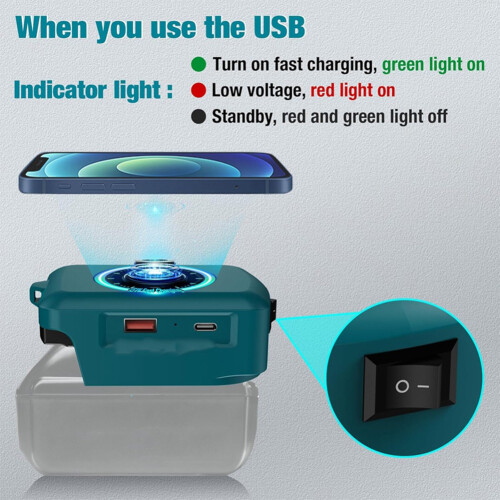 18V 20V Lithium Battery Wireless Charging Adapter Type C USB Charger Adapter Charging for Phone for 2