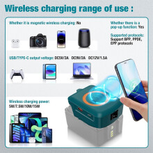 18V 20V Lithium Battery Wireless Charging Adapter Type C USB Charger Adapter Charging for Phone for