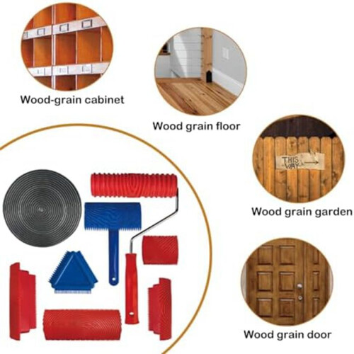 Wood Grain Tool Set,Printed Art Wood Grain Tools Texture Roller,Texture Tools for Interior Wall DIY Design Decoration 1