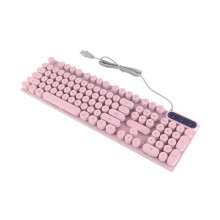 104 Key Gaming Keyboard Round Keycaps Pink Backlit