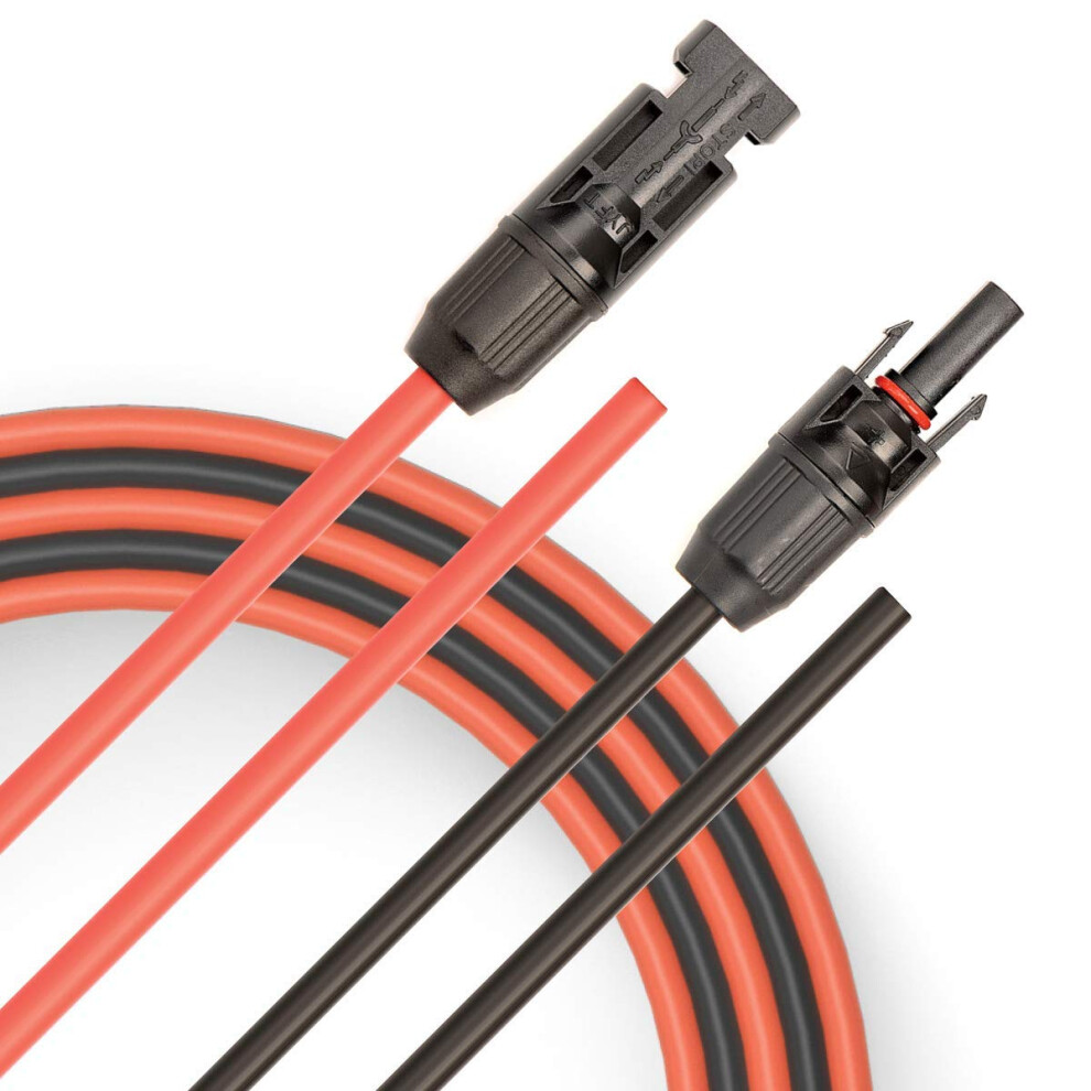 10Awg Solar Extension Cable With Mc4 Connectors, 6Ft Red And Black Pv Wire Set, Low Voltage Drop 9169991449340
