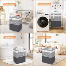 2X 75L Laundry Basket Bag,Waterproof Washing Baskets,Collapsible Laundry Hamper with Extended Handles for Clothes Toys,A