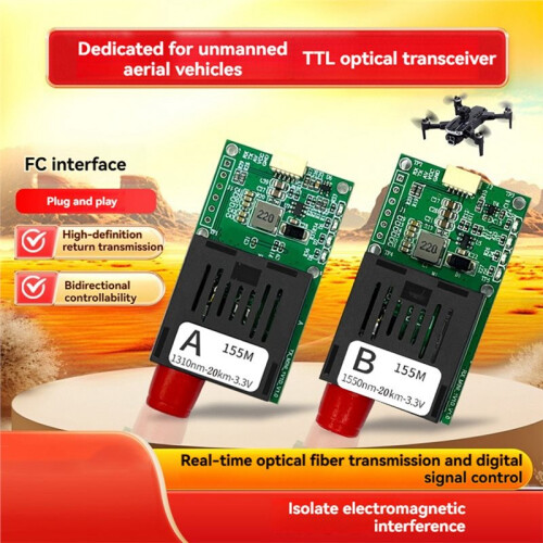 FPV TTL Optical Fiber Transceiver Receiver Module Optical Port UART/SBUS Interface Module Drone Accessories 20KM 1