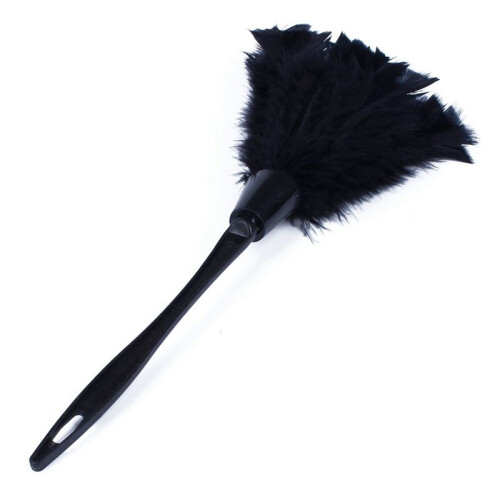 3Pc Fashion Turkey Feather Duster with Black Plastic Handle Cleaning Tool(Black)35cm 2