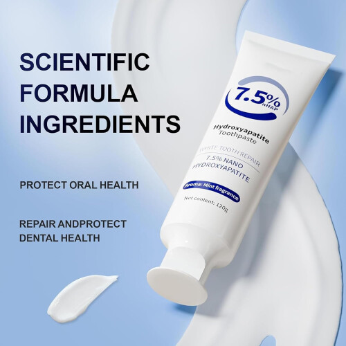7.5% Hydroxyapatite Toothpaste 2 Pack, Fluoride Enamel Protection for Sensitive Teeth, Gentle Mint Fresh Breath 1