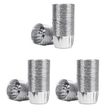 150 StüCke Aluminium Folie Cupcake Cups Einweg Muffin Liner Back Förmchen Aluminium Cupcake Tipp Pan Ramekin Inhaber Little Pudding Cups Silber