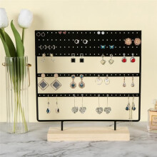Earring Holder Earring Organizer Stand 6-Layer 144 Holes Earring Display Stand with Wooden Tray for Hanging Earrings