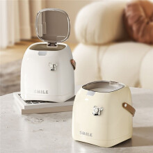 Stylish Press-Button Trash Can with Lid-Multifunctional Remote Control& Tissue Holder-Dust-Proof for Bedroom Living Room White