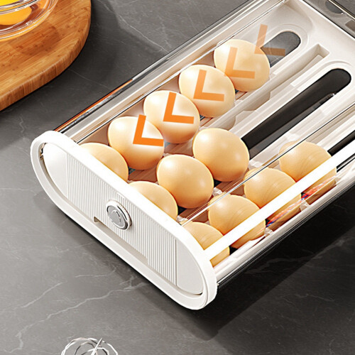 Egg Storage Box Odor-Proof Egg Rack Stackable Egg Rack Organizer for Refrigerator with Auto Rolling Feature A 2