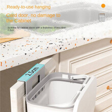 2X Kitchen Trash Can Household Cabinet Door Hanging Sliding Cover Storage Bucket Trash Can Wall-Mounted Trash Can White