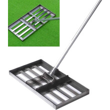 Lawn Leveling Rake with Stainless Steel Head, Large Capacity, Ergonomic 43 Inch Handle for Golf and Garden