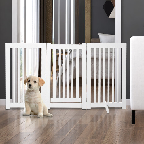 PawHut Barrera para Perro Blanco 155 x 35.5 x 76 cm 1