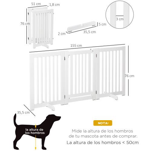 PawHut Barrera para Perro Blanco 155 x 35.5 x 76 cm 2