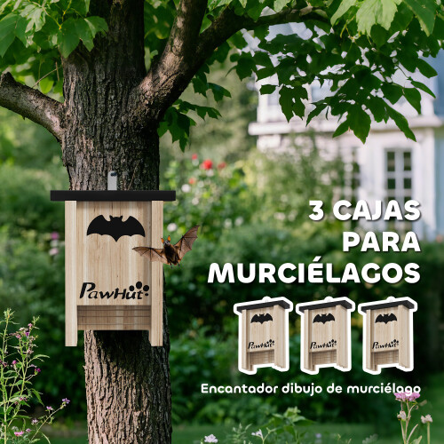 PawHut Casas para Murciélago Marrón 18 x 6 x 22.5 cm 2