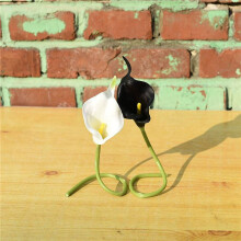 60Pcs Calla Lily Bridal Wedding Bouquet PU Artificial Flowers Arrangement for Home Office Party Decor(Black and White)