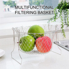 Folding Frying Basket Household Oil Drain Basket Kitchen Gadgets Vegetable Washing Frying Basket Filter