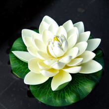 12Pcs Artificial Floating Foam Lotus Flowers,with Water Lily Pad Ornaments,Ivory White,Perfect for Patio Koi Pond Pool