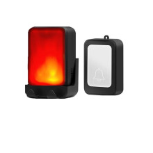 Wireless Doorbell with 7 Color Flashing Lights Elderly Service Call Button Motion Sensor Bell for Deaf People Black