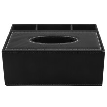 PU Tissue Box Fernbedienung Halter Multifunktional Desktop Organizer Bleistift Schere Behälter (Schwarz)
