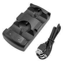 Caricabatterie Doppio Caricatore Base di Ricarica USB Doppio per Controller di Movimento  PS3 e Navigazione Mobile