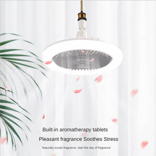 2X Ventilatore da Soffitto con Telecomando e Luce 30W LED Fan Fan  Silent Ventilatore da Soffitto Convertitore E27 Base Grigio 2
