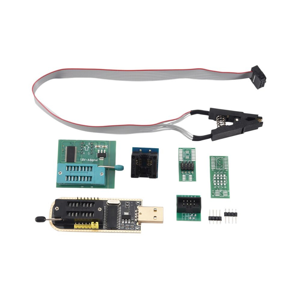 1Set Ch341a 24 25 Series Eeprom Flash Bios Usb Programmer+Soic8 Sop8 Test Clip+Spi Flash 1.8V Adapter+Sop8 Soic8 To Dip8 4713063594336