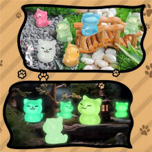 120 PièCes Figurines de Chat Miniatures Lumineuses en RéSine, Petites Figurines de Chat Mignonnes qui Brillent dans le Noir, Animaux en RéSine