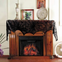 Halloween Tischdecke Spinnennetz Polyester schwarz