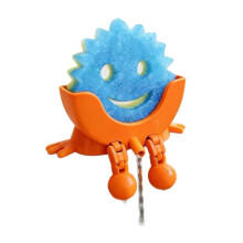 Cute Hanging Sponge Holder with Drainage, Peeing Scrub Sponge Holder, Ponge Holder for Kitchen Sink Orange