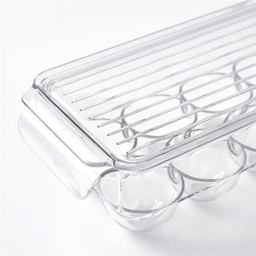 2X Clear Plastic Egg Holder - 14 Egg Tray Holder - Free Fridge Organizer with Lid, Refrigerator Storage Container 1