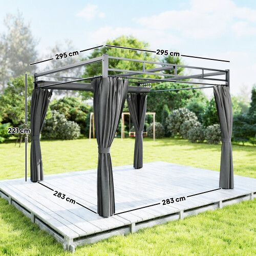 Outsunny Pérgola Gris 295 x 295 x 221 cm 1