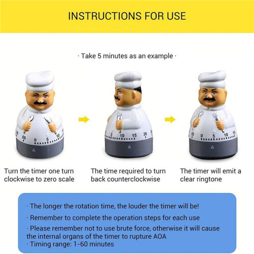 2X Eieruhr Kurzzeitwecker, 60 Minuten Küchentimer Kochen Backen Mechanischer Countdown-Timer Kochtimer