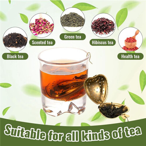 60 Pcs Tea Strainer Stainless Steel Tea Interval Diffuser Heart Shape Mesh Tea Filters with Extended Chain Hook 1