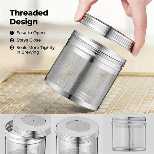 6 Pcs Large Tea  Infuser for Loose Leaf Tea & Spice Infuser for Cooking, Threaded Lid, Extra Fine Mesh Tea Strainer 2