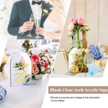 50 Sets 4 x 6 Inch Clear Arch Acrylic Sign with Stand Blank Arched Round Top Sheet Arch Table Numbers for Wedding
