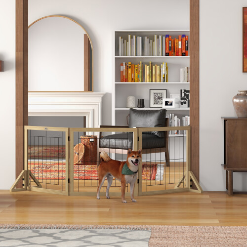 PawHut Barrera para Perro Marrón 210 x 44 x 70 cm 1