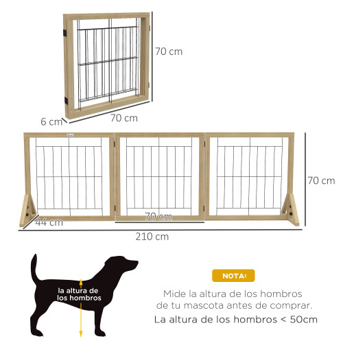 PawHut Barrera para Perro Marrón 210 x 44 x 70 cm 2