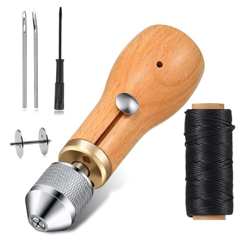 Leather Sewing Awl Kit  Tools Hand Sewing Machine Lock Stitcher Thread Needles Set DIY Shoemaker Canvas Repair Tool