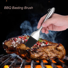 Stainless Steel Handle Silicone Head Basting Brush 20cm for BBQ & Roasting