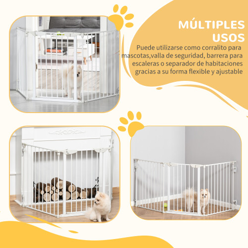 PawHut Barrera de Seguridad Blanco 180 x 74.5 cm 2